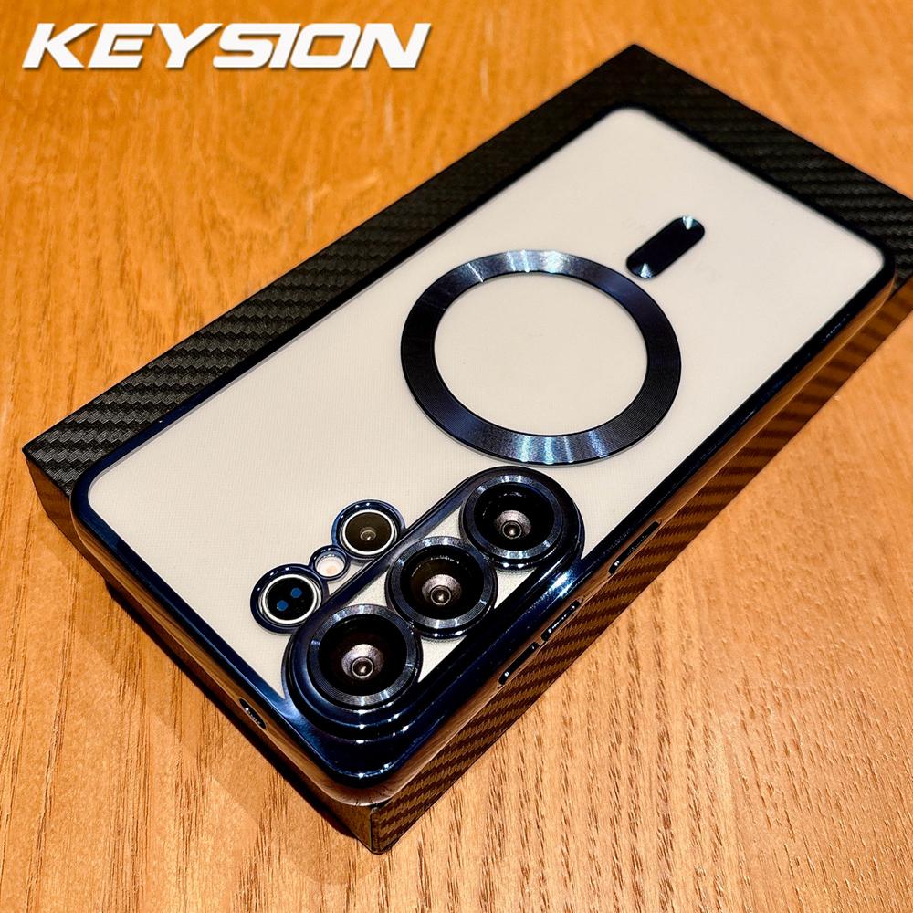 KEYSION Прозрачный чехол с магнитной окантовкой для MagSafe для Samsung Galaxy S26 Ultra 5G S26+ Ударопрочный защитный чехол для телефона с защитой объектива
