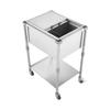 Rolling Ice Chest Cooler Cart Stainless Steel Cooling Bin 42.4 L, Outdoor Stand Up Cooler Trolley with Wheels, Sliding Lid, Shelf, for Patio Backyard