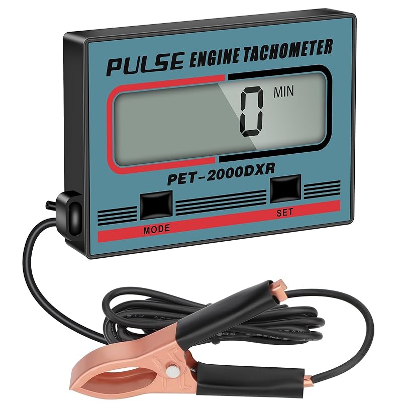 Linkstyle Small Engine Tachometer, Digital Tachometer Tach Gauge Reset Function Equipped with Clip, Inductive Hour Meter for 2 Stroke 4 Stroke Small