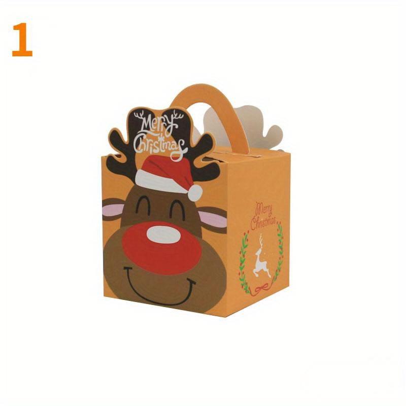 10Pcs Cartoon Merry Christmas Treat Boxes for Candy Biscuit Baking Apple Paper Box Cookie Gift Packaging Box New Year