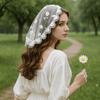 Hollow Out Lace Scarf Veil Headbands Thin Women Lace Bandana Flower Embroidery Headscarf  Travel