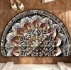 Ethnic Tribal Mandala Bohemian Half Round Door Mat Washable Rug for Entryway Living Room Bedroom Kitchen Rustic Home Decoration