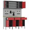 Workbench with Drawers 7 pcs Red Engineered Wood and Steel