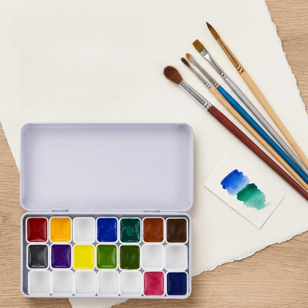 Portable Watercolor Paint Box Empty Grid Pigment Storage Tray Art Palette Outdoor Painting