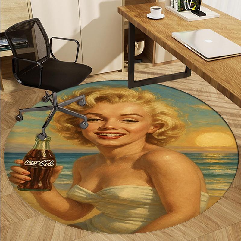 Marilyn Monroe Pattern Round Rug, Indoor/Outdoor Mat, for Picnic, Gameroom, Bedroom, Office, Living Room, Home Decor Carpet, Birthday Gift