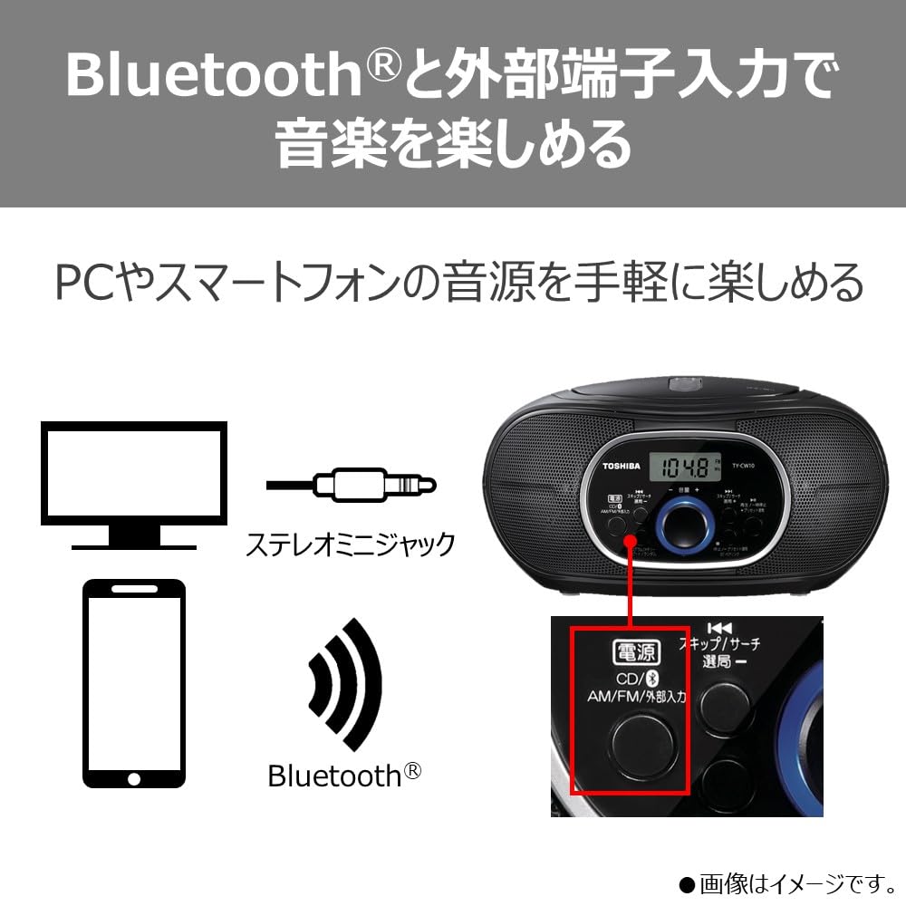 TOSHIBA CD-радио с Bluetooth, горизонтальный компактный, черный TY-CW10(К)