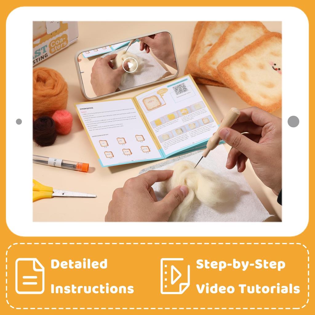 Fenrry 6PCS Набор для валяния из игл, подставки под тосты, набор для валяния из шерсти, подкладка для валяния из шерсти для самостоятельного украшения и рукоделия