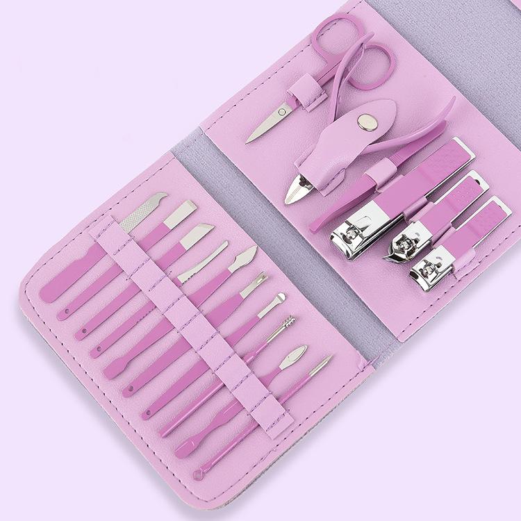 New 12-16pcs/set Nail Cutter Set Stainless Steel Nail Clippers Set With Folding Bag Manicure Cutter Kits Scissors Makeup Beauty Tool