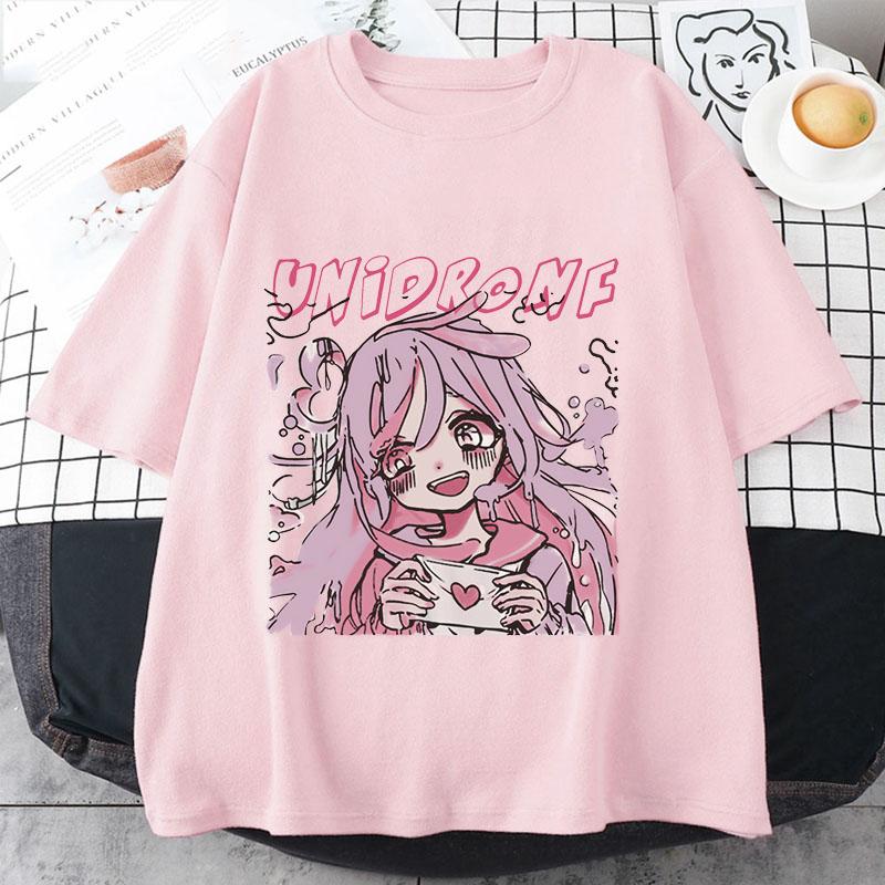 Модная рубашка, свободные женские рубашки с рисунком аниме, летняя футболка с круглым вырезом и короткими рукавами, свободные корейские топы, одежда, футболка с аниме