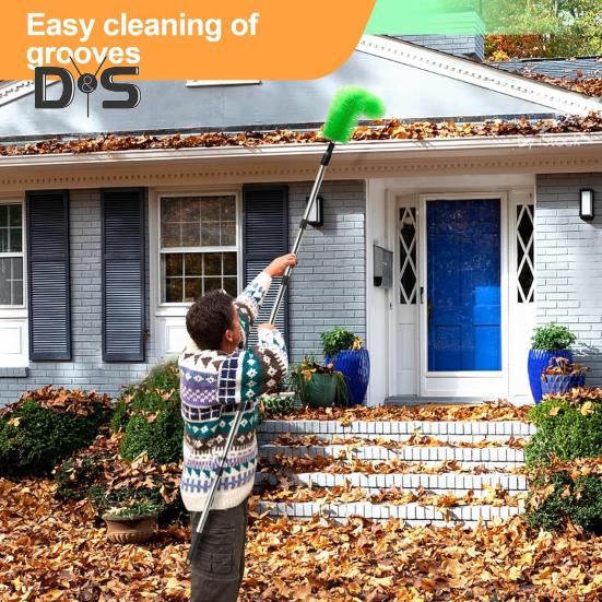 Телескопическая щетка для очистки водостоков Инструмент для очистки водостоков с 8 съемными телескопическими штангами и 2 чистящими щетками