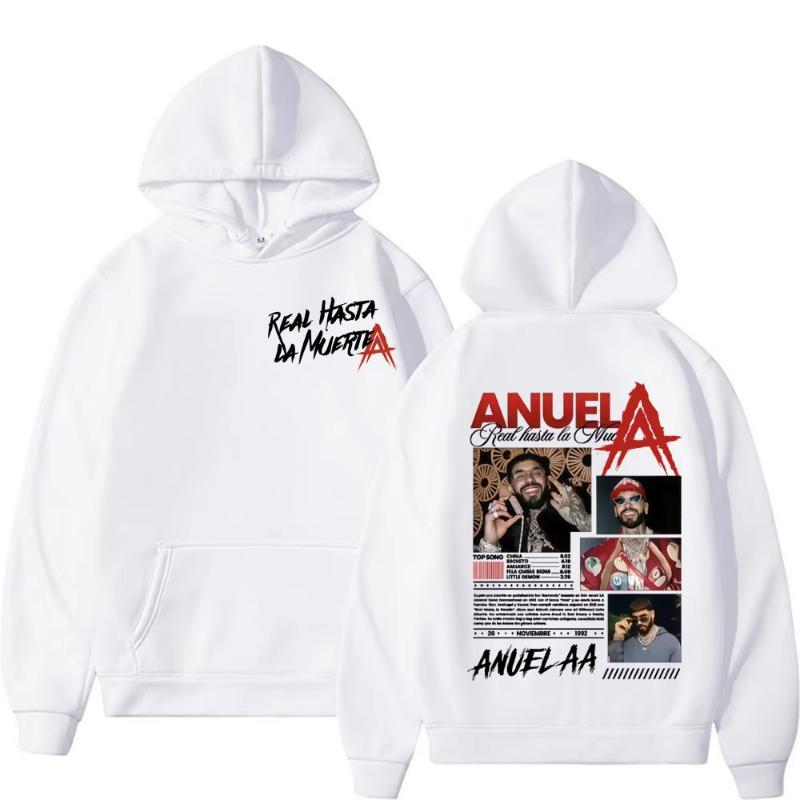 Свитшот с мерчем рэпера Anuel AA Real Hasta La Muerte Мировой тур 2025 Мужской Женский Модный Хип-Хоп Уличная одежда Повседневный Худи Осень