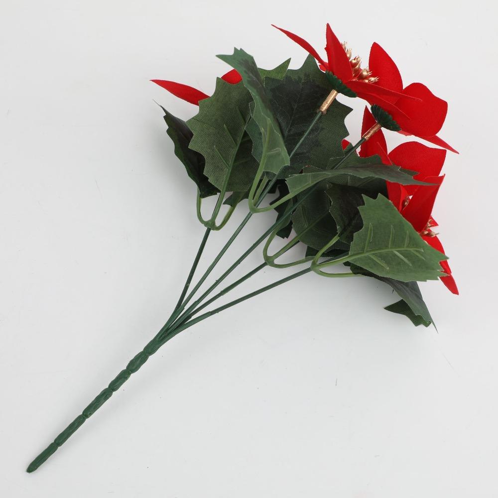 1/3pcs Plastic Plants Christmas Artifical Flowers with 5 Forks Reusable Simulated Flowers Bouquet Creative Christmas Ornaments