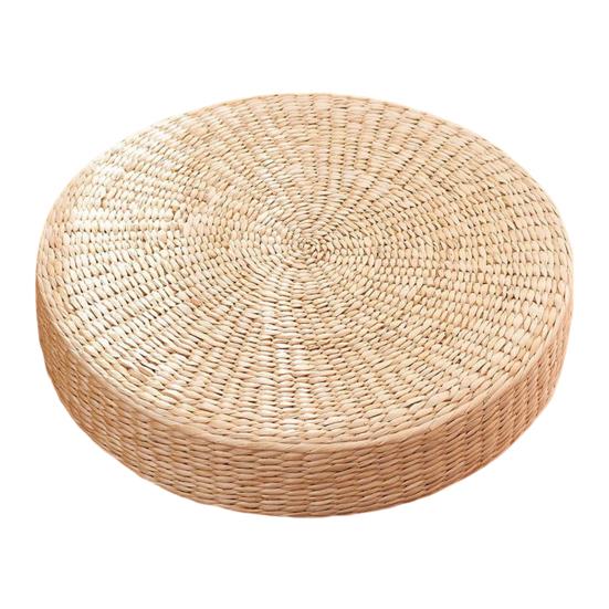 Tatami Cushion Natural Straw Hand Woven Meditation Japanese-style Household Padded Round Pouf for Garden