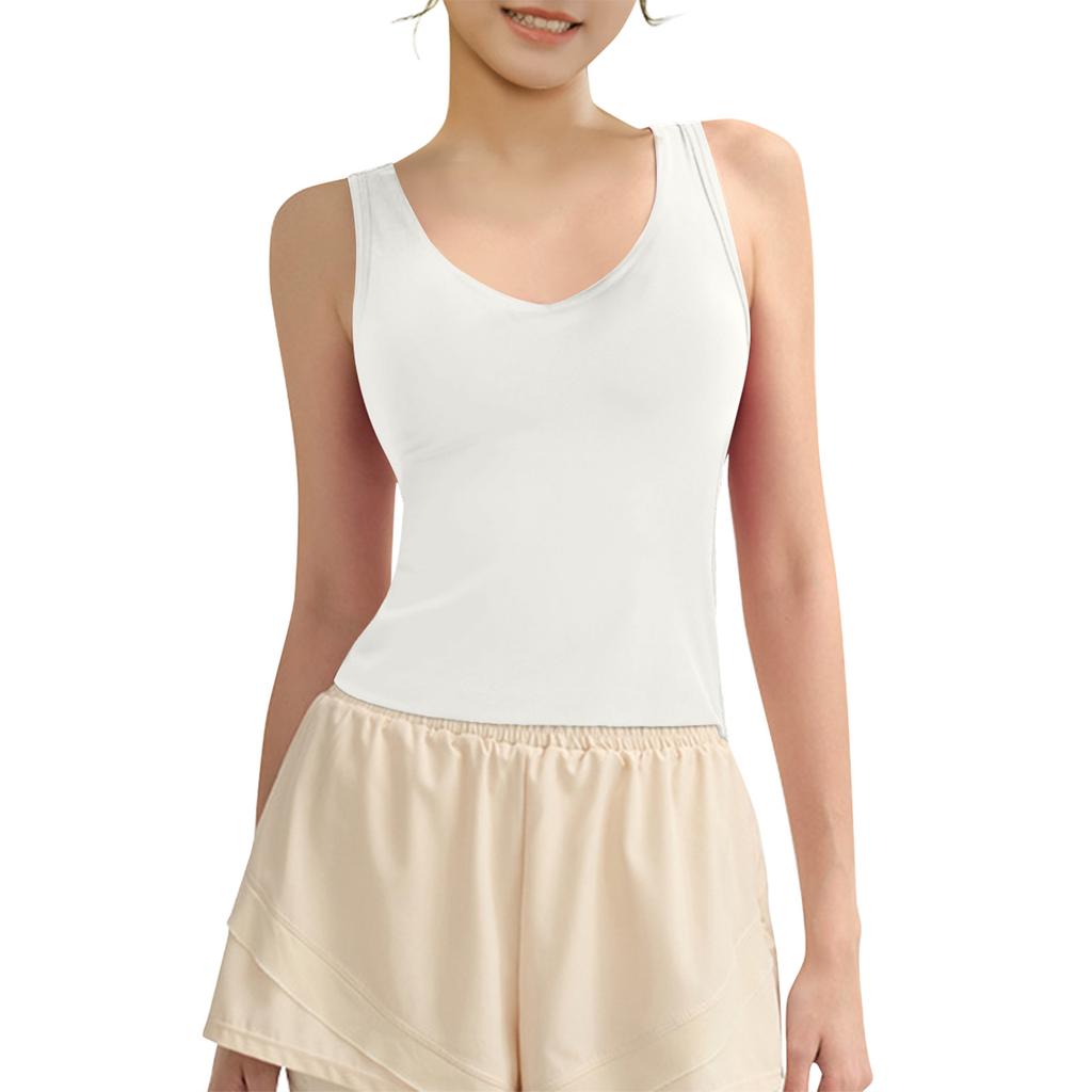 Молодых девушек однотонный цвет чашечки йога нижняя рубашка спортивное нижнее белье жилет