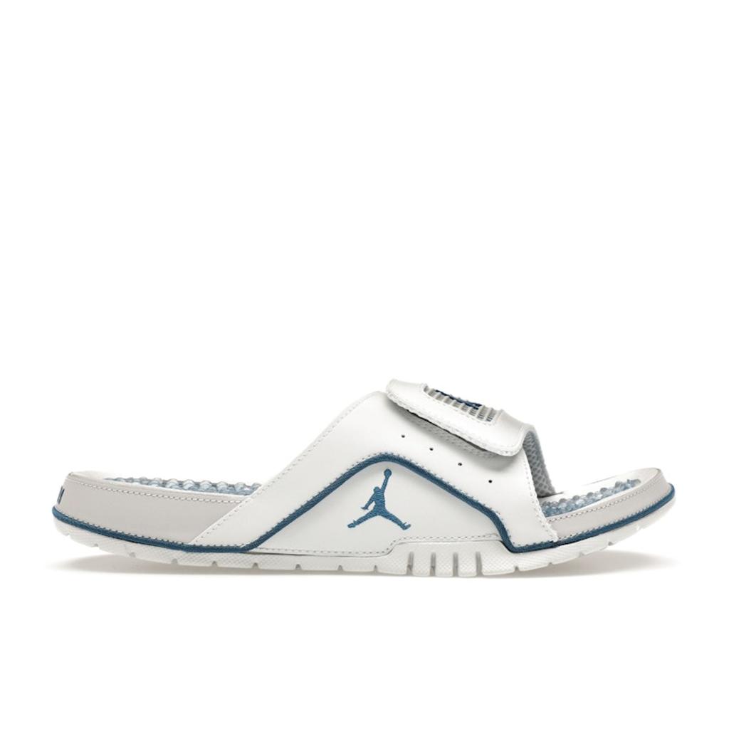 Air Jordan Hydro 4 Retro Slide Industrial Blue Men Sneakers White Off-White Neutral-Grey 532225-141
