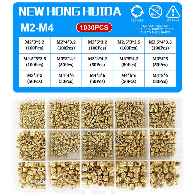 M2 M2.5 M3 M4 M5 M6 Heat Brass Insert Nut Kit Metric Thread Hot Melt Molding Injection Embedded Inserts With Box For 3d Printer