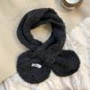 Autumn and Winter Scarf Women's New Versatile Small Ears Solid Color Small Scarf Knitted Wool Cross Scarf