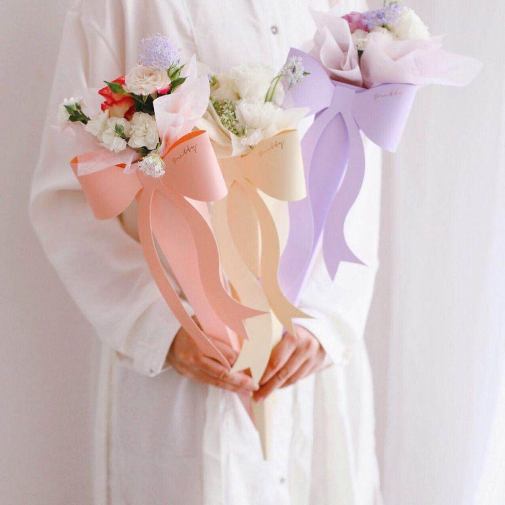 Bowknot Paperboard Bouquet Bag Decorative Bouquet Box Bowknot Flower Packaging Box Birthday
