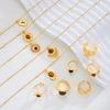11 Pcs Vintage Brown Opal Jewelry Set for Women Maillard Gold Color Metal Geometric Pendant Necklaces and Rings Y2K Jewelry Gift