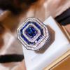 Damascus Sapphire Ring Female Silver Exaggerated Big Carat Zircon Ring Wedding Birthday Party Jewelry Gift