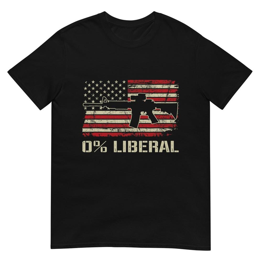 0 Liberal Zero Percent Ar15 Usa Flag Funny Pro Gun Tshirt For Unisex Unisex