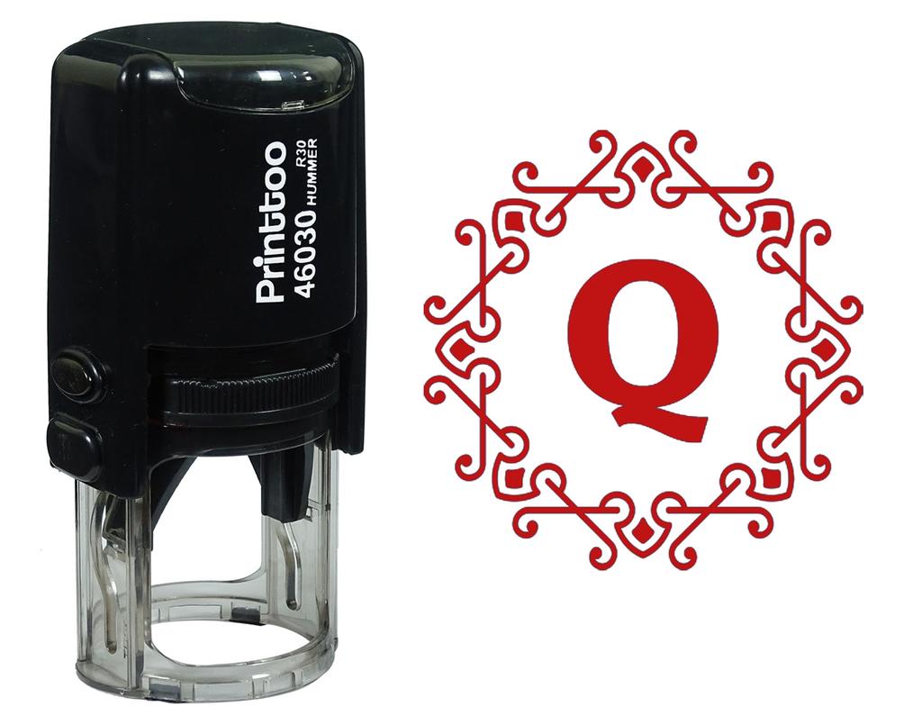 Printtoo Alphabet Q Monogram Octagon Celtic Swirl Frame Self Inking Rubber Stamp Office