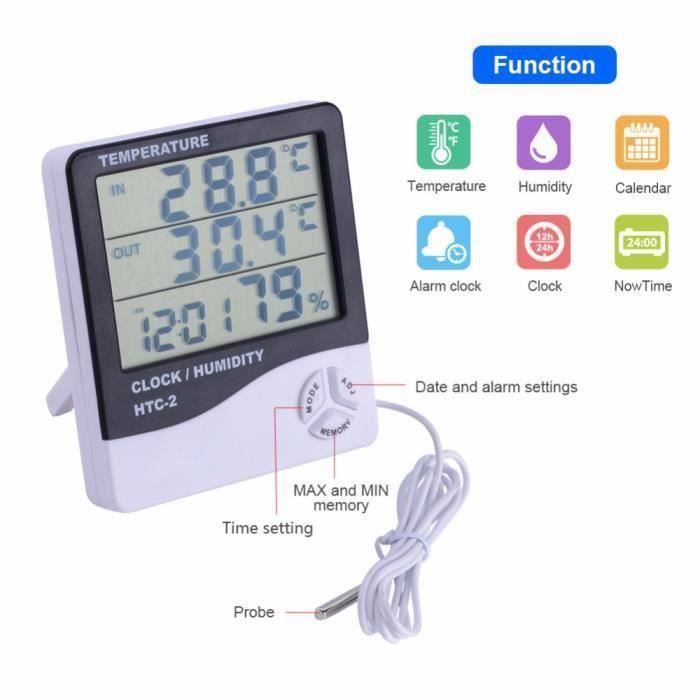 AC05417-Station météo Thermomètre digital intérieur avec sonde extérieur Hygromètre