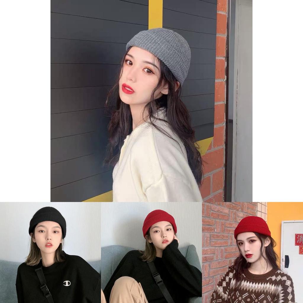 Теплая унисекс вязаная шапка с круглым верхом, хлопковая шапка, мягкий зимний комфорт