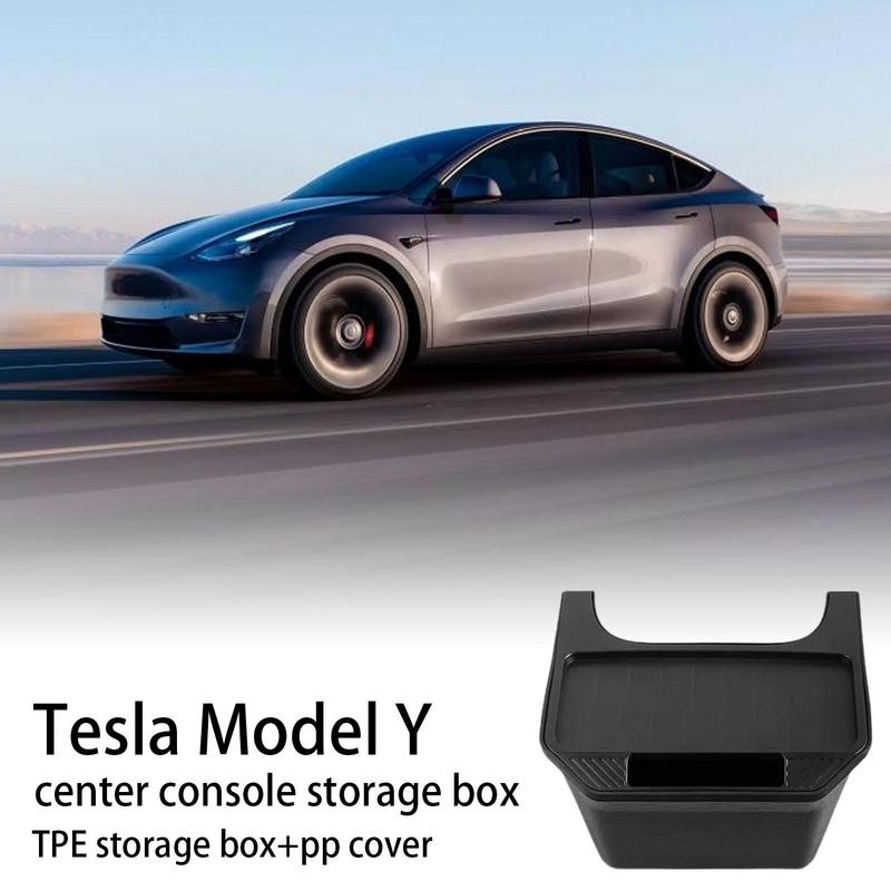 Ящик для хранения в задней центральной консоли для Tesla Model Y 2024 2024, органайзер из термопластичного эластомера с крышкой, мусорное ведро под сиденьем, автомобильный органайзер