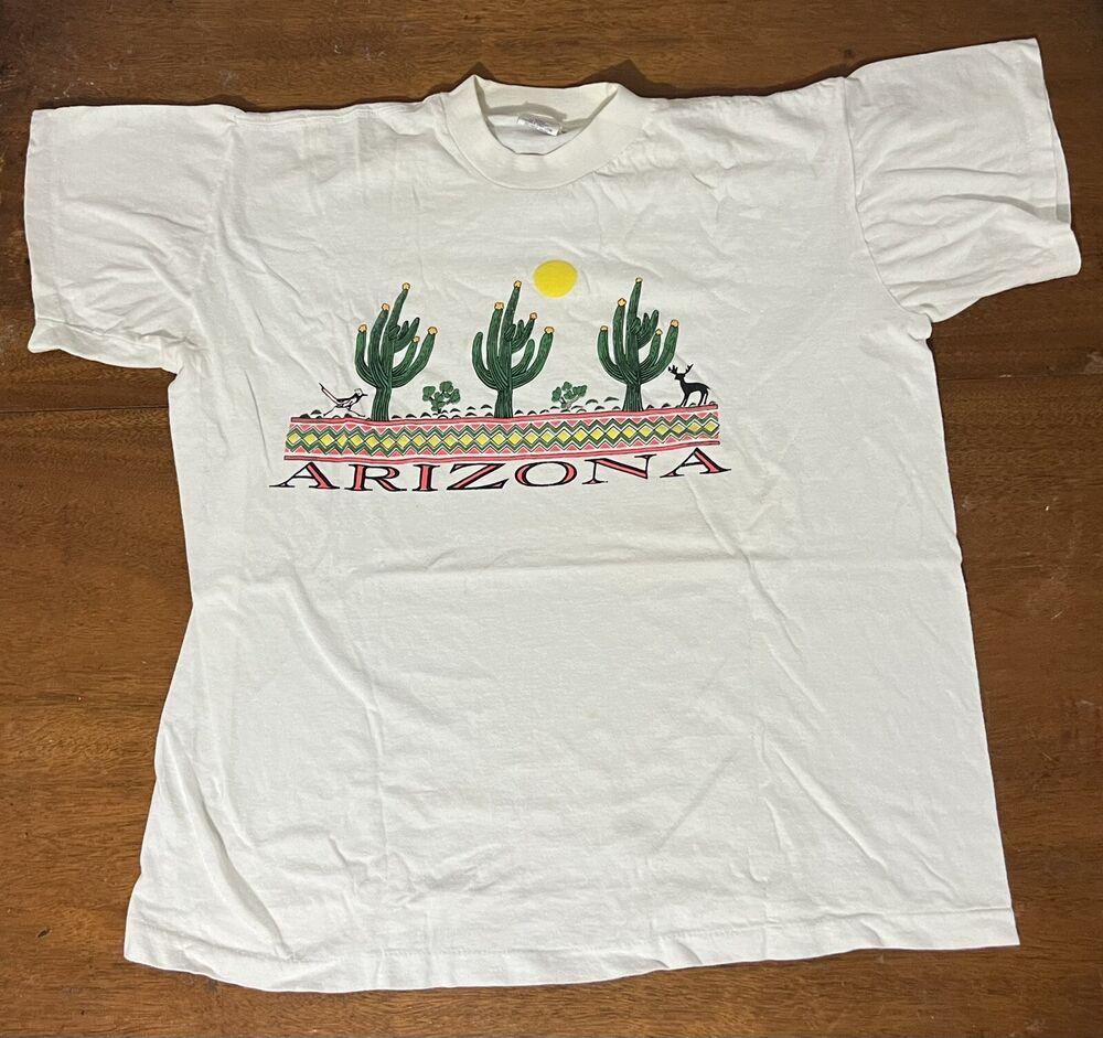 Винтажная футболка Arizona Short Hills с одинарным швом XL Принт с кактусом 90-х Унисекс
