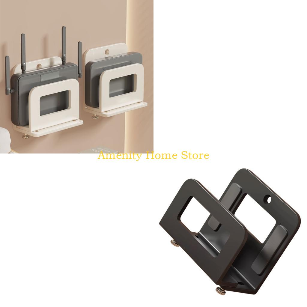 F26C Multifunctional Steel Wall Shelf For Router Storage Space Saving Design Drillless Installation Holds Multiple Devices