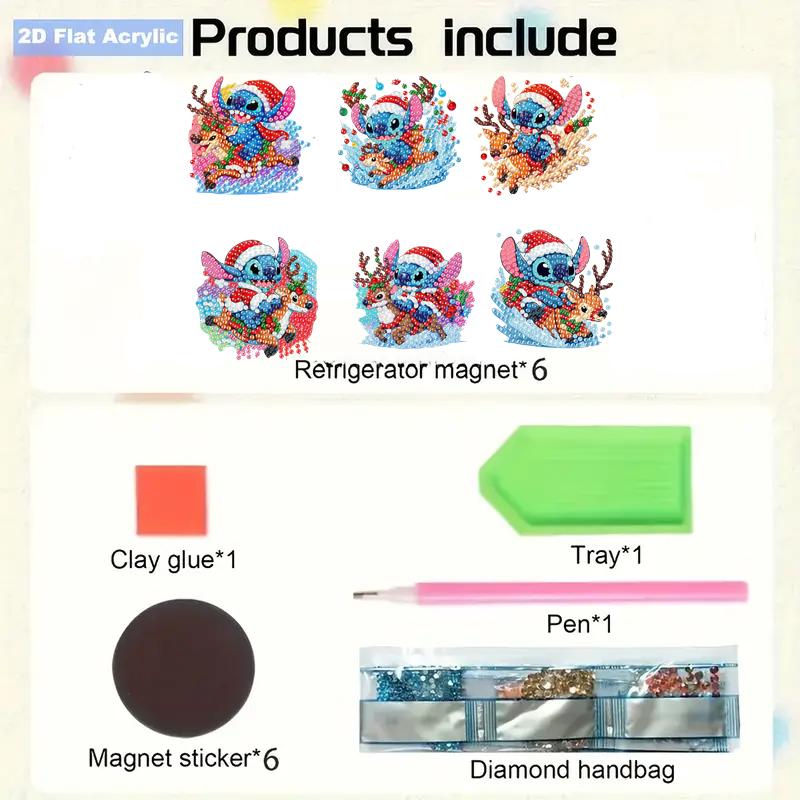 6Pcs Lovely Elk Diamond Art Fridge Magnet Diamond Painting Refrigerator Magnet Diamond Painting Fridge Magnet for Adults Beginners