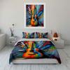 Colorful Guitar Art Decor Set Soft Skin-Friendly Bedding Set Includes 1 Duvet Cover And 2 Pillowcase Gift