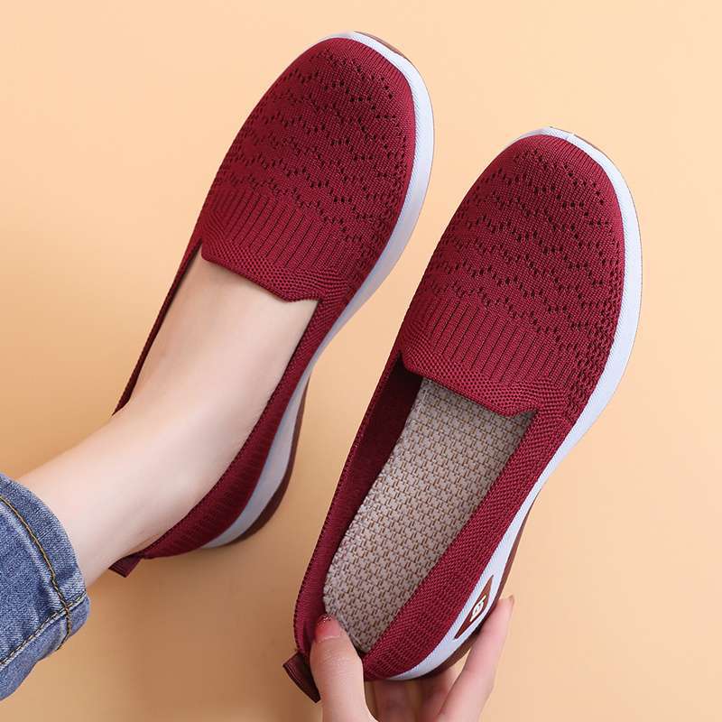Summer Old North Cloth Shoes Women's Mesh Shoes Hollow Mesh Casual Shoes Breathable Fly Weaving One Pedal Soft-soled Mother Shoes
