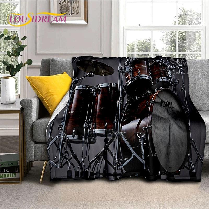 Music Instruments Drum Kit Drum Set Blanket,Soft Throw Blanket for Home Bedroom Bed Sofa Picnic Travel Office Cover Child Gift