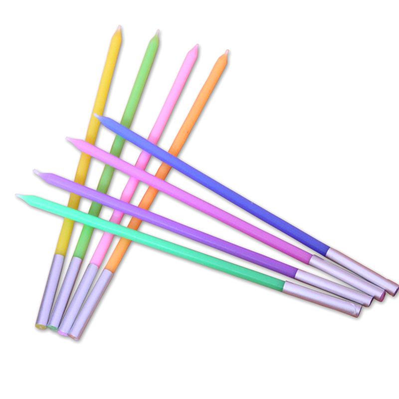 Rainbow Candle Gradient Color Long Pole Candle Birthday Cake Candle Slender Candle Birthday Candle