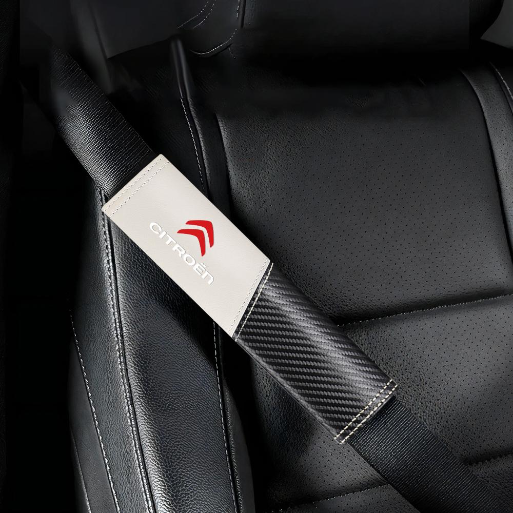 2pcs Carbon Fiber Leather Car Seat Belt Cover Shoulder Pad Neck Protection For Citroen C3 C4 C-ELYSEE Berlingo C6 C8 C5 Picasso