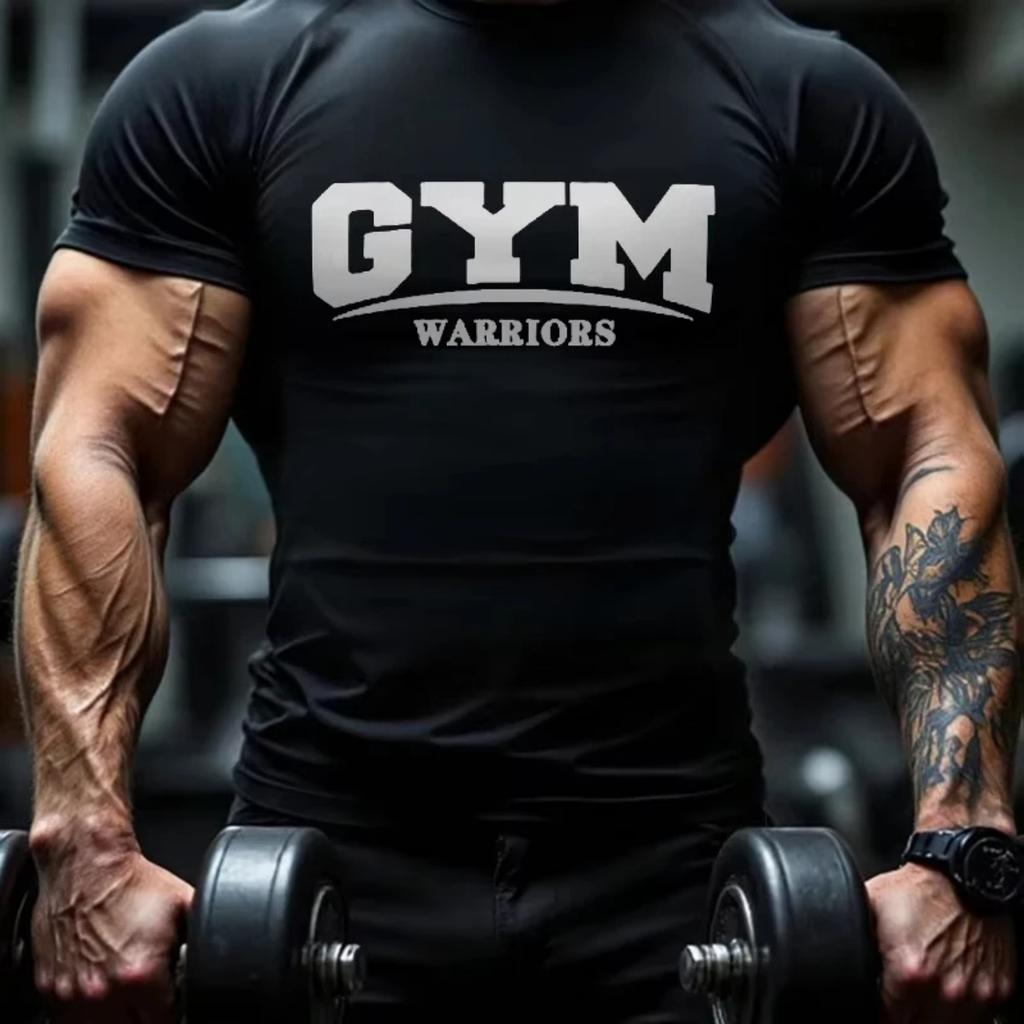 Gym Warriors Мужская хлопковая футболка Спортивный уличный стиль Повседневный стиль для фитнеса