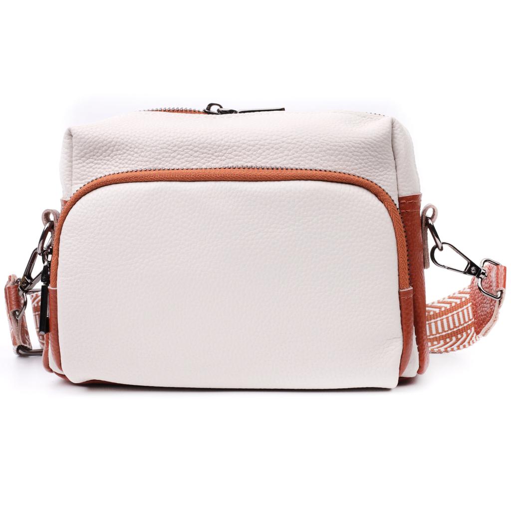 Comfortable Bag for Women for Every Day Made of Genuine Leather Vintage 22589 White