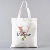 Custom Name White Canvas Tote Bag Large Capacity Foldable Supermarket Shopping Bag For Women Shopper Personalized Handbags