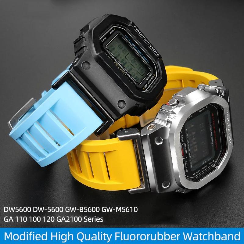 Классический модифицированный фторкаучуковый ремешок для часов Casio DW5600 DW-5600 GW-B5600 GW-M5610 GA 110 100 120 GA2100 Series водонепроницаемый