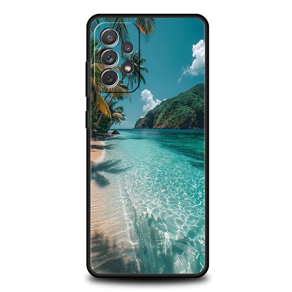 Летняя пляжная сцена на закате Чехол для Samsung A51 A71 A21S A12 A11 A15 A25 A31 A41 A23 A33 A53 A73 A05S A13 5G A35 A55 Обложка