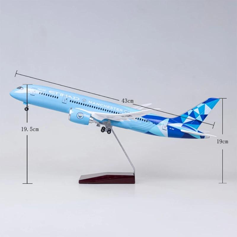 Реплика 1:157 Масштаб B787 787 Etihad Blue Airlines Самолет 47СМ Смола Пластик Сборная Модель Самолета Для Коллекции Интерьер