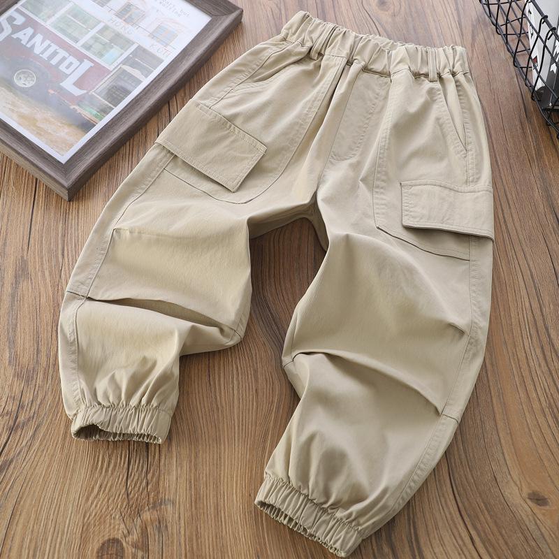 Детские брюки карго из выстиранного хлопкового твила 2025 - Классический и универсальный спортивный кэжуал
