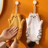 Cartoon Cat Shaped Hand Towel Kitchen Bathroom Hanging Absorbent Hand Towel Household Multi-functional Cleaning Hand Towel
