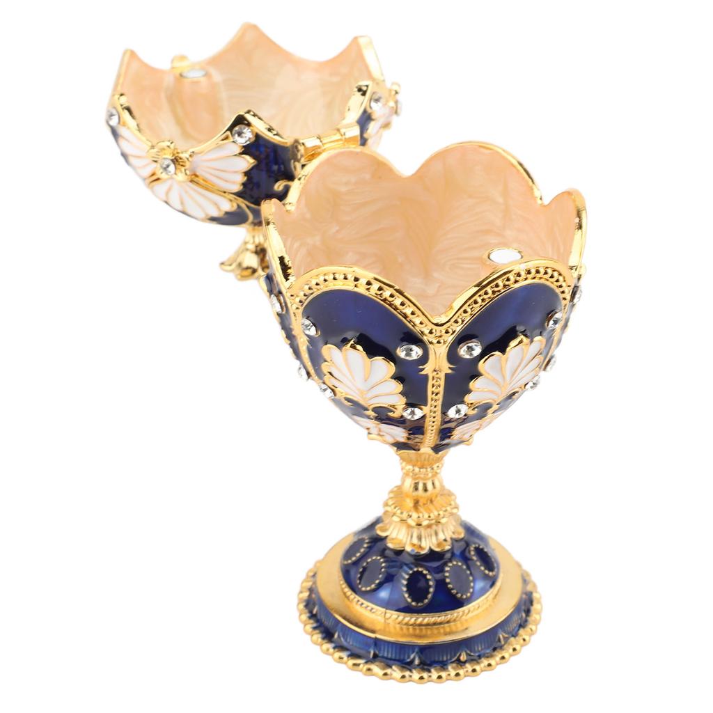 Шкатулка в форме пасхального яйца, ручная роспись, декоративные стразы, сплав, шарнирная, эмалированная, для колец, ожерелий