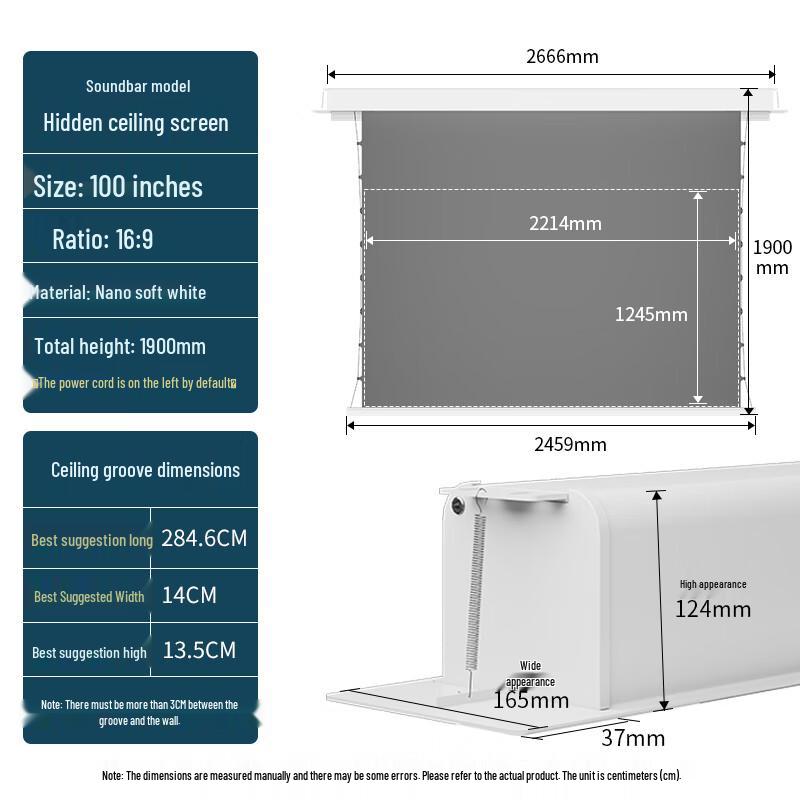 IN&VI THL-3 Electric In-Ceiling Projection Screen with Integrated Audio
