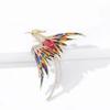 Elegant Phoenix Brooch with Rhinestones and Enamel - Colorful Long-tailed Pin Accessory