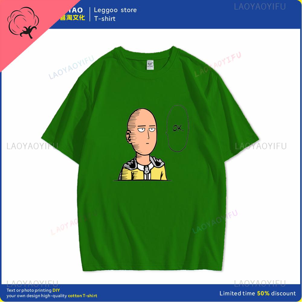 One punch man says Ok cartoon hip hop crew neck casual fashion street wear trend summer comfortable men women universal Tshirt
