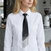 Korean Style Lazy Person Neck Tie Adjustable Casual Pre Tied Neck Tie Temperament Easy To Wear Hand-beaded Long Necktie Parties